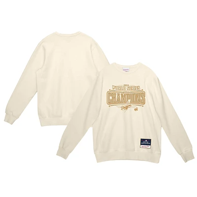 Men's Mitchell & Ness  Cream Los Angeles Dodgers 2024 World Series Champions Fleece Pullover Sweatshirt