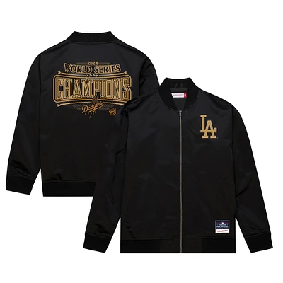 Men's Mitchell & Ness  Black/Gold Los Angeles Dodgers 2024 World Series Champions Full-Zip Bomber Jacket