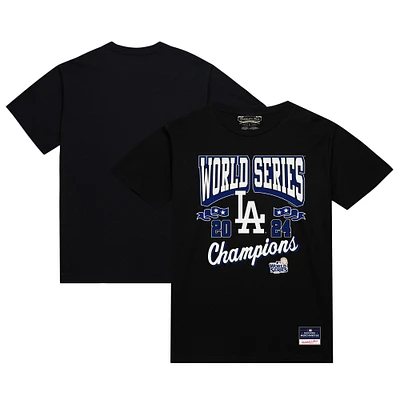 Men's Mitchell & Ness  Black Los Angeles Dodgers 2024 World Series Champions Arch Logo T-Shirt