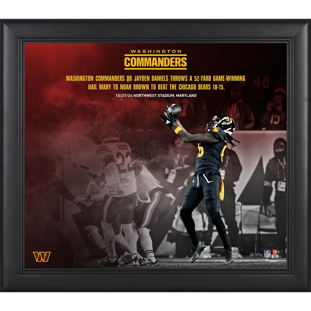Jayden Daniels & Noah Brown Washington Commanders Framed 15" x 17" Game-Winning Hail Mary Collage