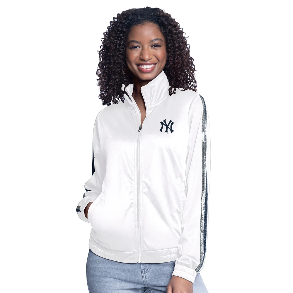Women's G-III Sports by Carl Banks White New York Yankees Gear II Full-Zip Track Jacket