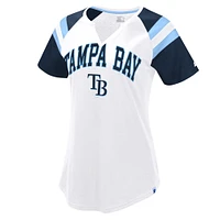 Women's Starter White/Navy Tampa Bay Rays Game On Notch Neck Raglan T-Shirt
