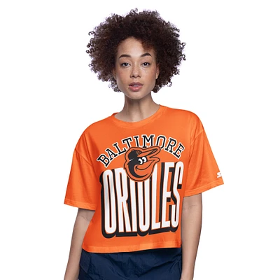 Women's Starter Orange Baltimore Orioles Play the Ball Boxy Cropped T-Shirt