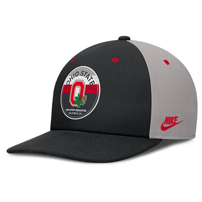 Men's Nike Black/Gray Ohio State Buckeyes Prep Pro Performance Snapback Hat