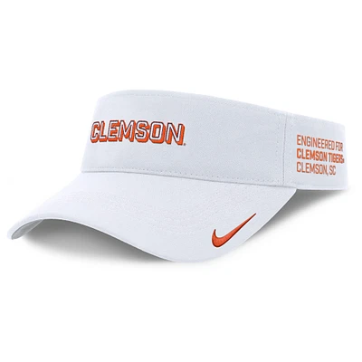 Men's Nike White Clemson Tigers 2025 On-Field Gameday Performance Ace Adjustable Visor