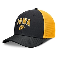 Men's Nike Black/Gold Iowa Hawkeyes Legacy Arch Rise Performance Trucker Adjustable Hat