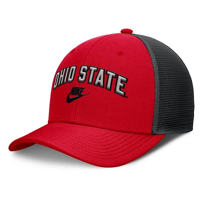 Men's Nike Scarlet/Black Ohio State Buckeyes Legacy Arch Rise Performance Trucker Adjustable Hat