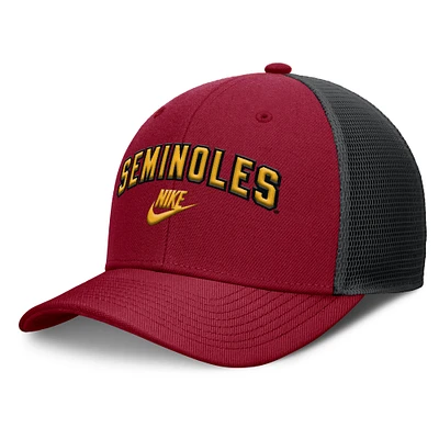 Men's Nike Garnet/Black Florida State Seminoles Legacy Arch Rise Performance Trucker Adjustable Hat