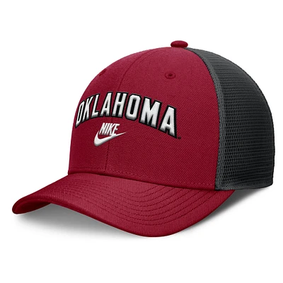 Men's Nike Crimson/Black Oklahoma Sooners Legacy Arch Rise Performance Trucker Adjustable Hat