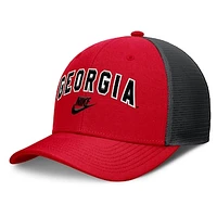 Men's Nike Red/Black Georgia Bulldogs Legacy Arch Rise Performance Trucker Adjustable Hat