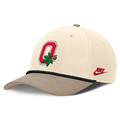 Men's Nike Natural Ohio State Buckeyes Rise Legacy Throwback Logo Adjustable Hat