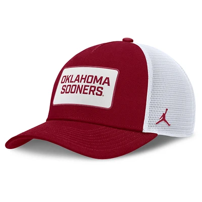 Men's Jordan Brand Crimson/White Oklahoma Sooners 2025 On-Field Rise Patch Trucker Adjustable Hat
