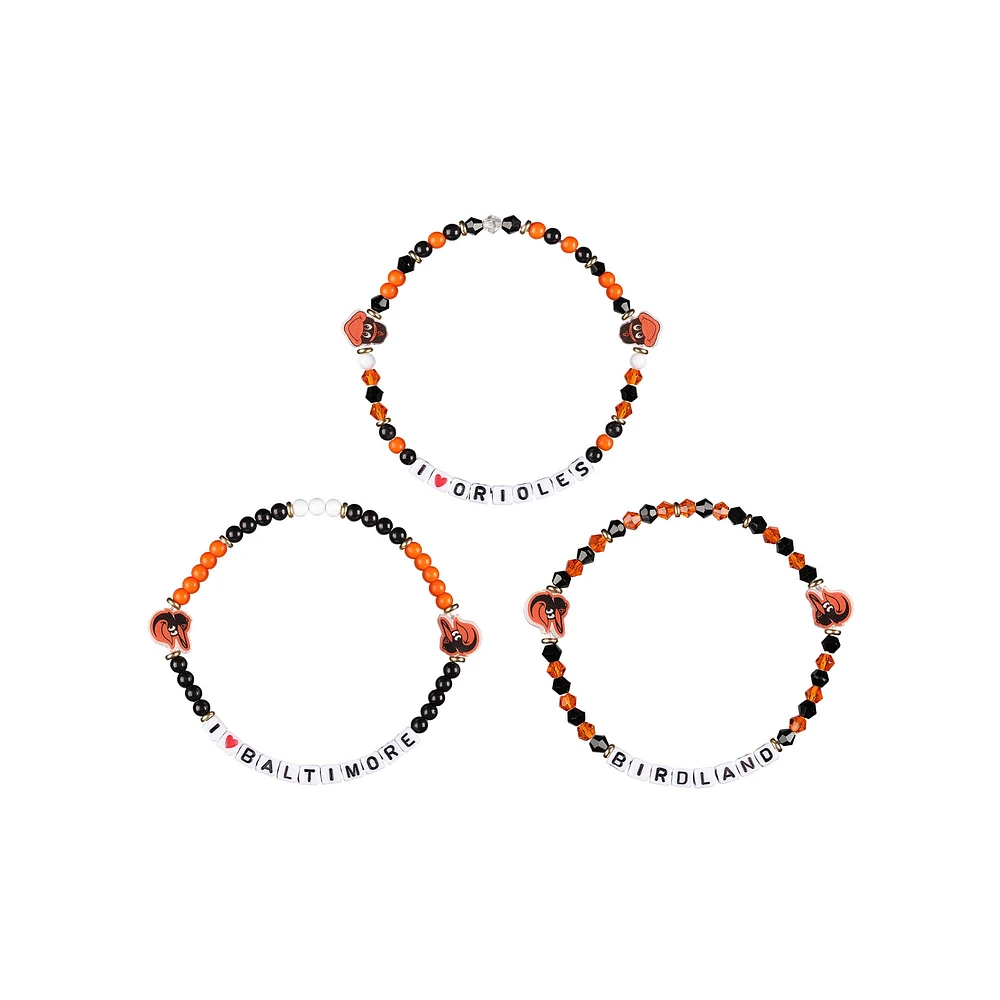 FOCO Baltimore Orioles 3-Pack Friendship Bracelet Set