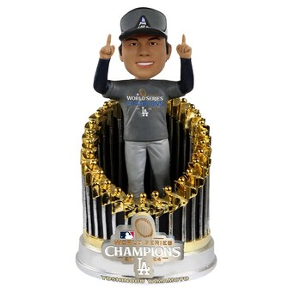 FOCO Yoshinobu Yamamoto Los Angeles Dodgers 2024 World Series Champions 8" Fanatics Exclusive Player In Trophy Bobblehead