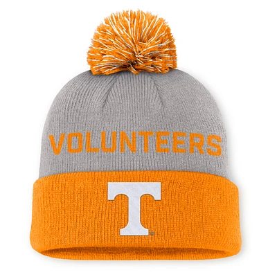 Men's Nike Gray/Tennessee Orange Tennessee Volunteers Primetime Peak Cuffed Knit Hat with Pom