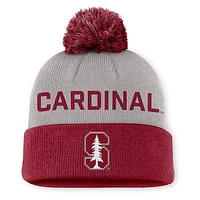 Men's Nike Gray/Cardinal Stanford Cardinal Primetime Peak Cuffed Knit Hat with Pom