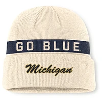 Men's Jordan Brand Natural Michigan Wolverines Peak Primetime Utility Cuffed Knit Hat