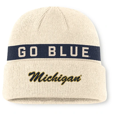 Men's Jordan Brand Natural Michigan Wolverines Peak Primetime Utility Cuffed Knit Hat
