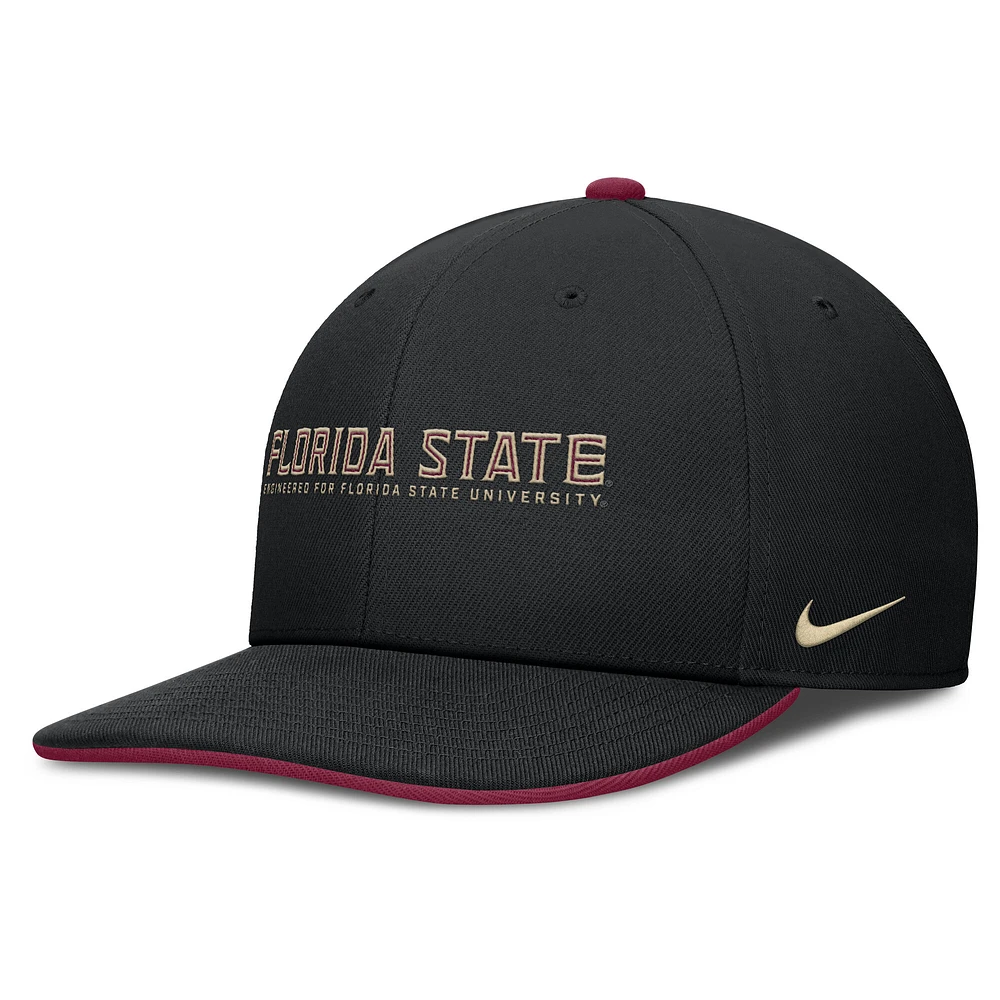Men's Nike Black Florida State Seminoles 2025 On-Field Pro Performance Adjustable Hat