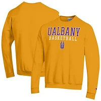 Men's Champion  Yellow UAlbany Great Danes Basketball Stack Pullover Crewneck Sweatshirt