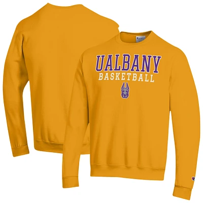 Men's Champion  Yellow UAlbany Great Danes Basketball Stack Pullover Crewneck Sweatshirt