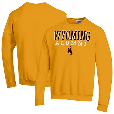 Men's Champion Gold Wyoming Cowboys Alumni Stacked Pullover Sweatshirt