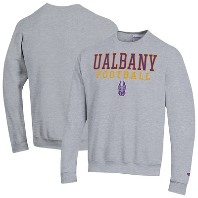 Men's Champion  Gray UAlbany Great Danes Football Stack Pullover Crewneck Sweatshirt