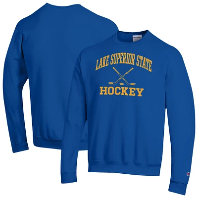 Men's Champion Lake Superior State Lakers Hockey Icon Powerblend Pullover Crewneck