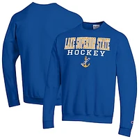 Men's Champion  Blue Lake Superior State Lakers Stack Hockey Powerblend Pullover Crewneck