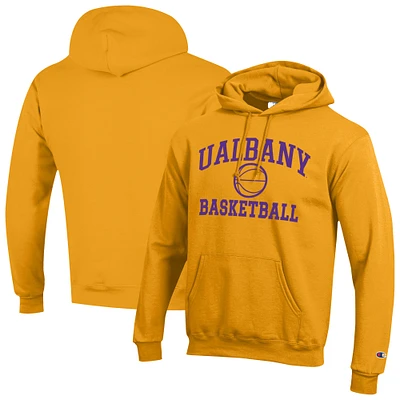 Men's Champion  Yellow UAlbany Great Danes Basketball Icon Pullover Hoodie