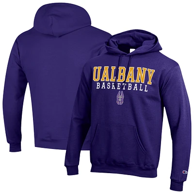 Men's Champion  Purple UAlbany Great Danes Basketball Stack Pullover Hoodie