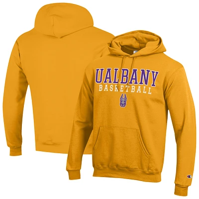 Men's Champion  Yellow UAlbany Great Danes Basketball Stack Pullover Hoodie