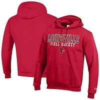 Men's Champion  Red Louisville Cardinals Stack Field Hockey Powerblend Pullover Hoodie