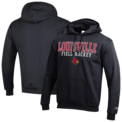 Men's Champion Louisville Cardinals Stack Field Hockey Powerblend Pullover Hoodie