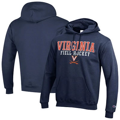 Men's Champion  Navy Virginia Cavaliers Stack Field Hockey Powerblend Pullover Hoodie