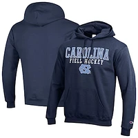 Men's Champion  Navy North Carolina Tar Heels Stack Field Hockey Powerblend Pullover Hoodie
