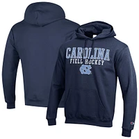 Men's Champion  Navy North Carolina Tar Heels Stack Field Hockey Powerblend Pullover Hoodie