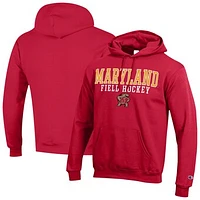 Men's Champion  Red Maryland Terrapins Stack Field Hockey Powerblend Pullover Hoodie