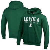 Men's Champion Green Loyola Greyhounds Volleyball Stack Powerblend Pullover Hoodie