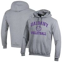Men's Champion Gray UAlbany Great Danes Volleyball Icon Powerblend Pullover Hoodie