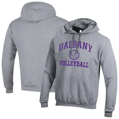 Men's Champion Gray UAlbany Great Danes Volleyball Icon Powerblend Pullover Hoodie