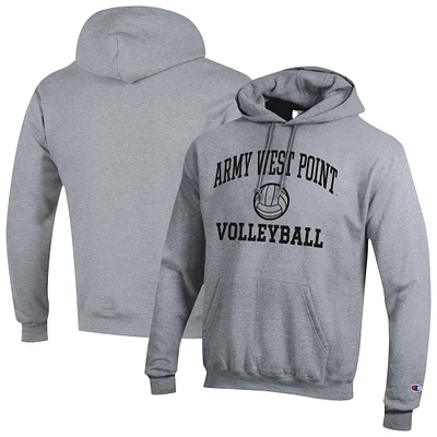 Men's Champion Gray Army Black Knights Volleyball Icon Powerblend Pullover Hoodie