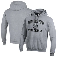 Men's Champion Gray Army Black Knights Volleyball Icon Powerblend Pullover Hoodie
