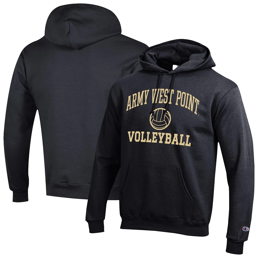 Men's Champion Black Army Knights Volleyball Icon Powerblend Pullover Hoodie
