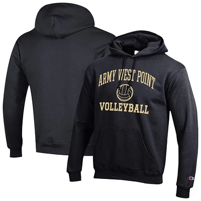 Men's Champion Black Army Knights Volleyball Icon Powerblend Pullover Hoodie
