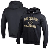 Men's Champion Black Army Knights Volleyball Icon Powerblend Pullover Hoodie