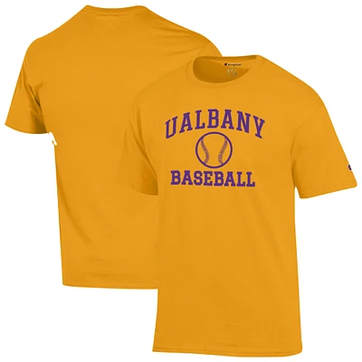 Men's Champion  Gold UAlbany Great Danes Baseball Icon T-Shirt