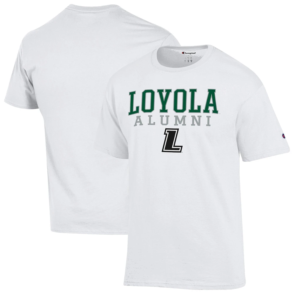 Men's Champion White Loyola Greyhounds Stacked Alumni T-Shirt