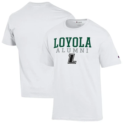 Men's Champion  White Loyola Greyhounds Stacked Alumni T-Shirt