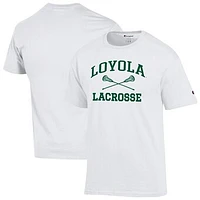 Men's Champion  White Loyola Greyhounds Lacrosse Icon T-Shirt